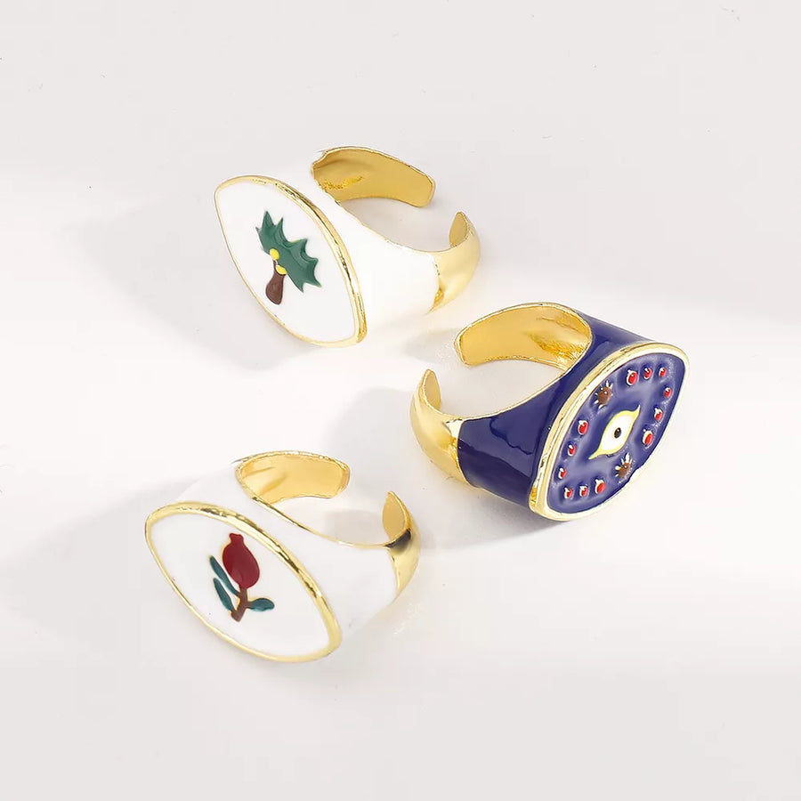 ring in Style A with motif and 18K gold-plated