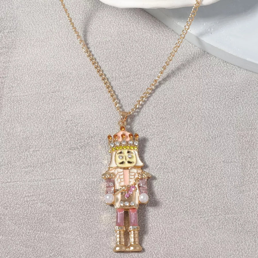 18k Gold-plated Nutcracker Pendant Necklace in Dusty Pink with pendant