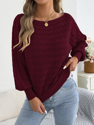 Orange pullover sweater with hip-length and pullover
