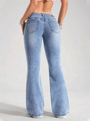 Washed Flare Leg Jeans option 4