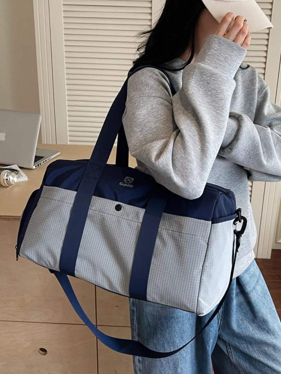 Blue Two-tone Medium Nylon Duffle Bag