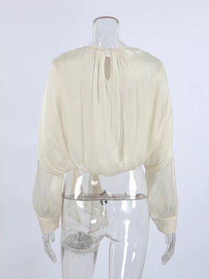 Metallic Sheen Blouse With Tie Detail option 6