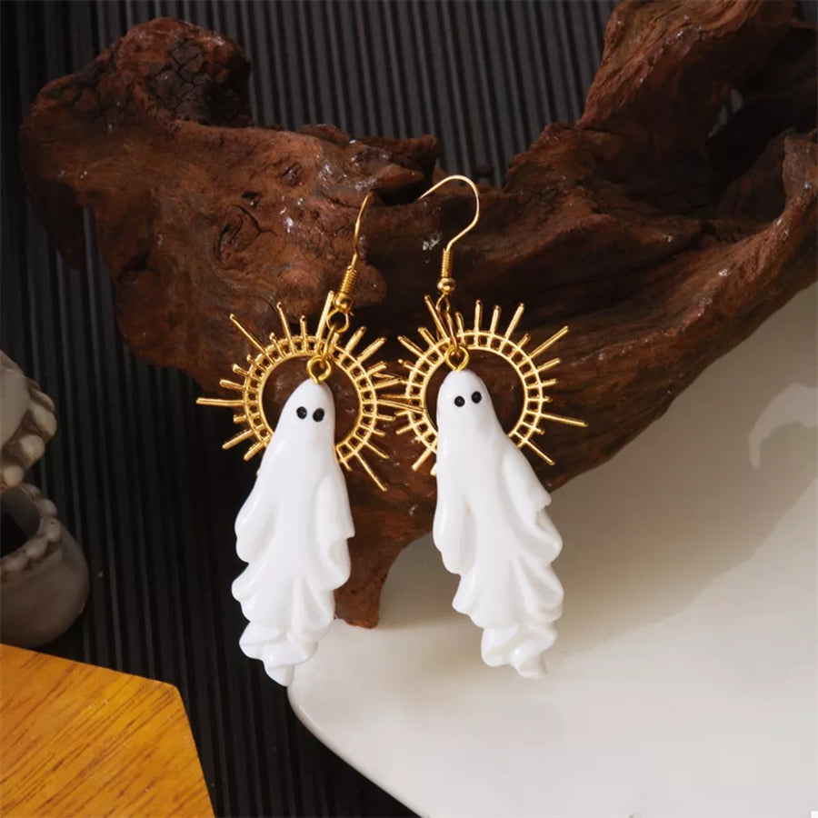 earrings in Gold with novelty and ghost motif