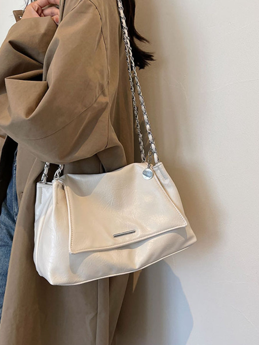 Medium Chain Strap Shoulder Bag in Black with chain strap