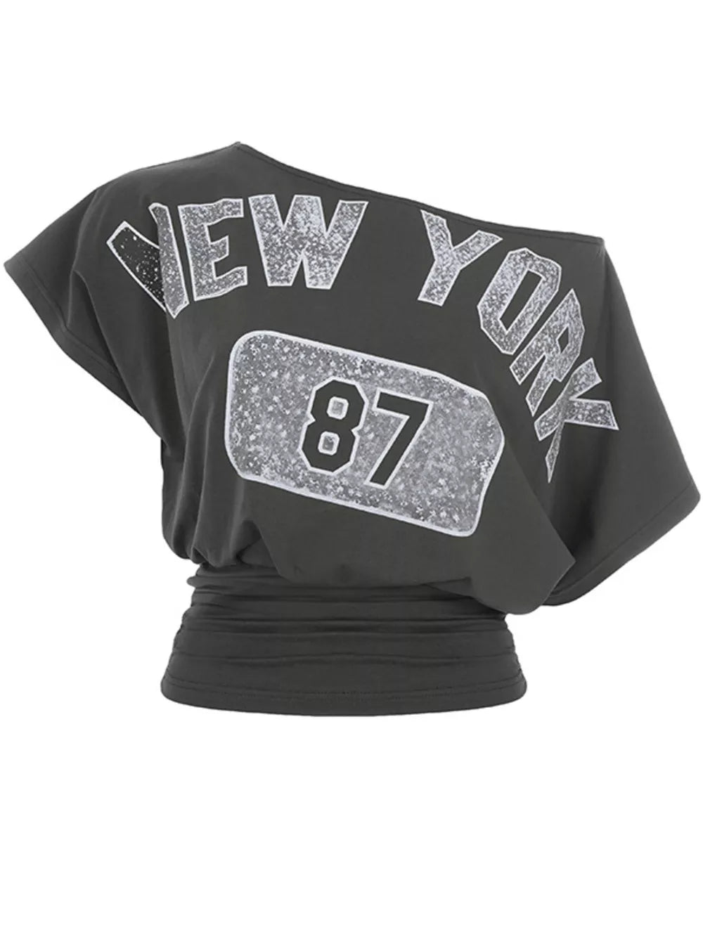 Black one-shoulder top with cropped and pullover