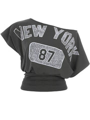 Black one-shoulder top with cropped and pullover