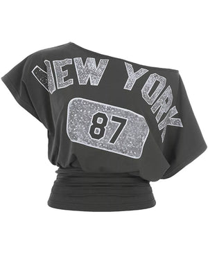 Black one-shoulder top with cropped and pullover