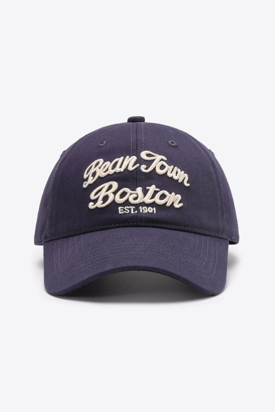 Dark Blue baseball cap with embroidered "Bean Town Boston Est. 1901" text.