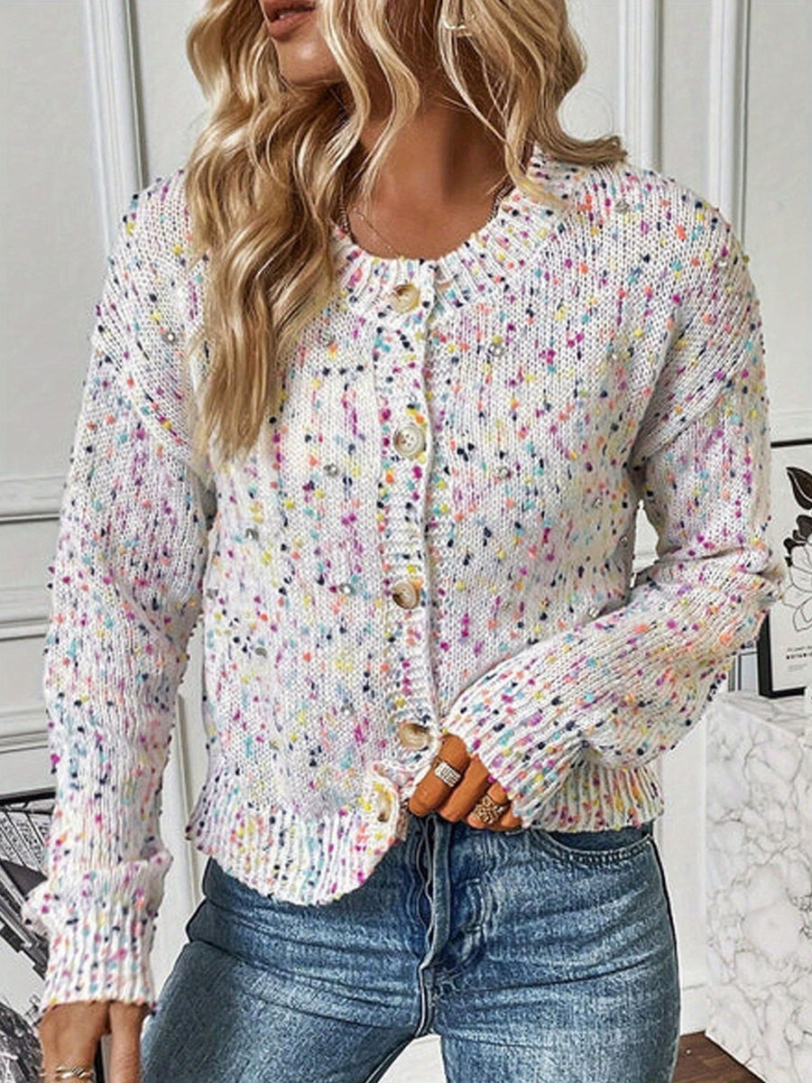 modern cardigan in White with collared
