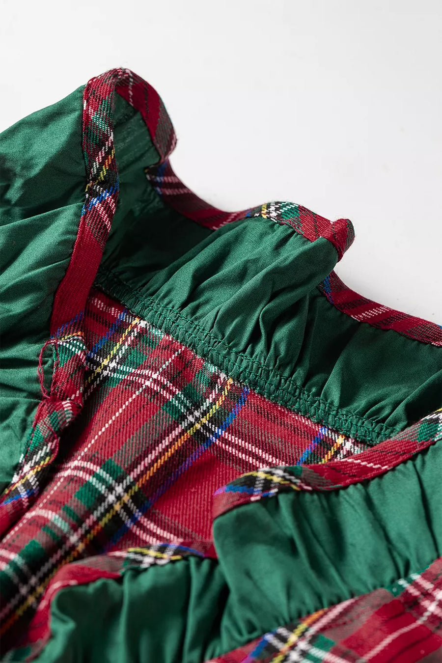Plaid Ruffle Cuff Button Front Mini Dress in Deep Red, view 16