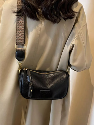 Wide Strap Crossbody Bag in Black