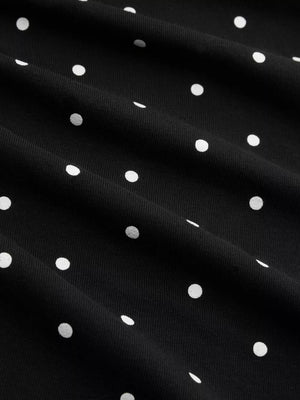 black flared mini dress with boat neck