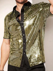 Purple button-up shirt with hip-length and button-front