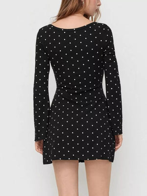 mini dress in Red with polka dot and ruched