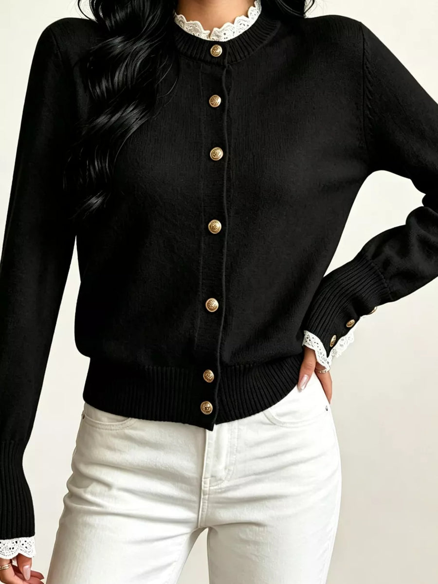 Red mock neck sweater with ribbed cuffs and long sleeve