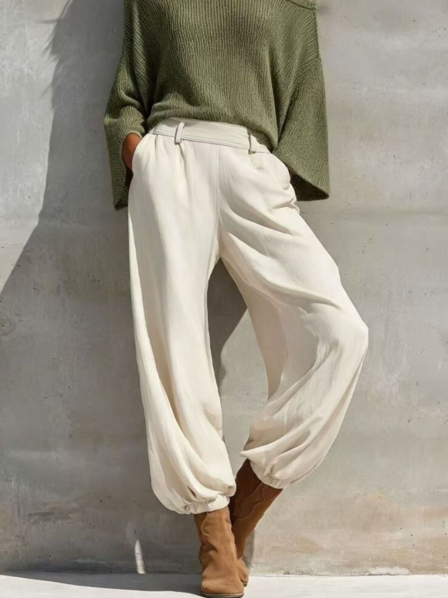minimalist two-piece set in Caramel with one-shoulder