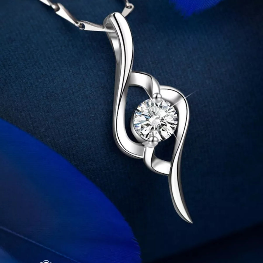 1 Carat 925 Sterling Silver Necklace in clear with pendant