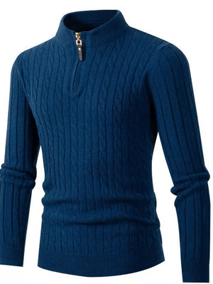 Men's Cable Knit Half-zip Sweater Plus Size in Black