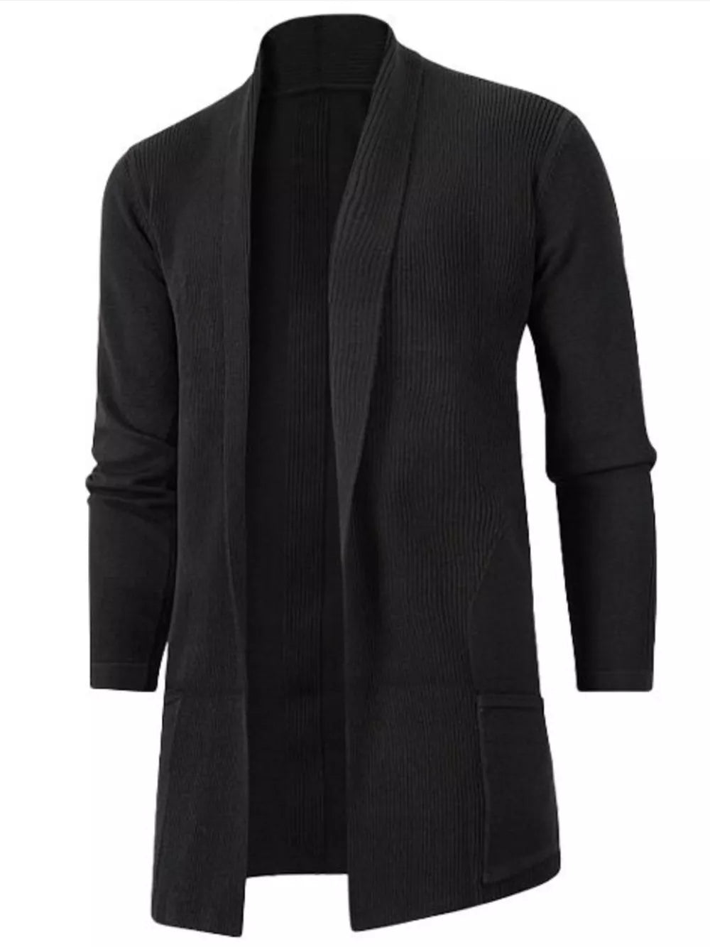 cardigan in black featuring ribbed and regular fit
