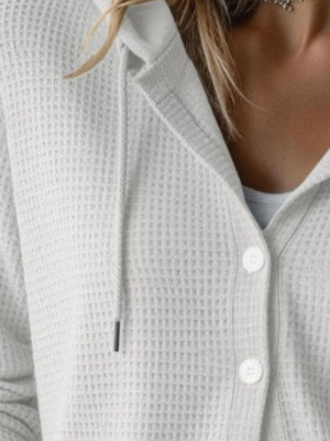 cardigan in Blue with waffle-knit and hip-length