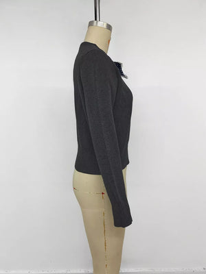 charcoal regular cardigan with crew neck