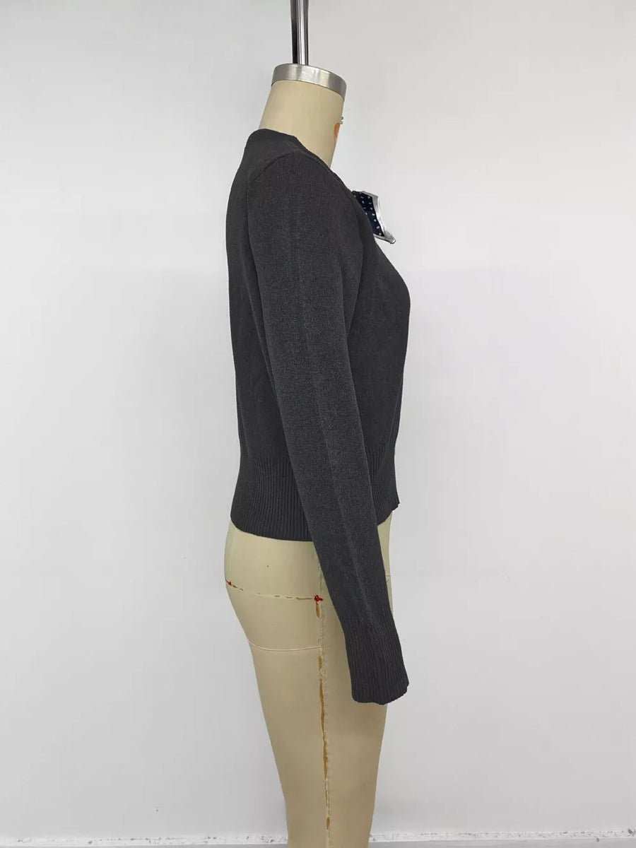 charcoal regular cardigan with crew neck