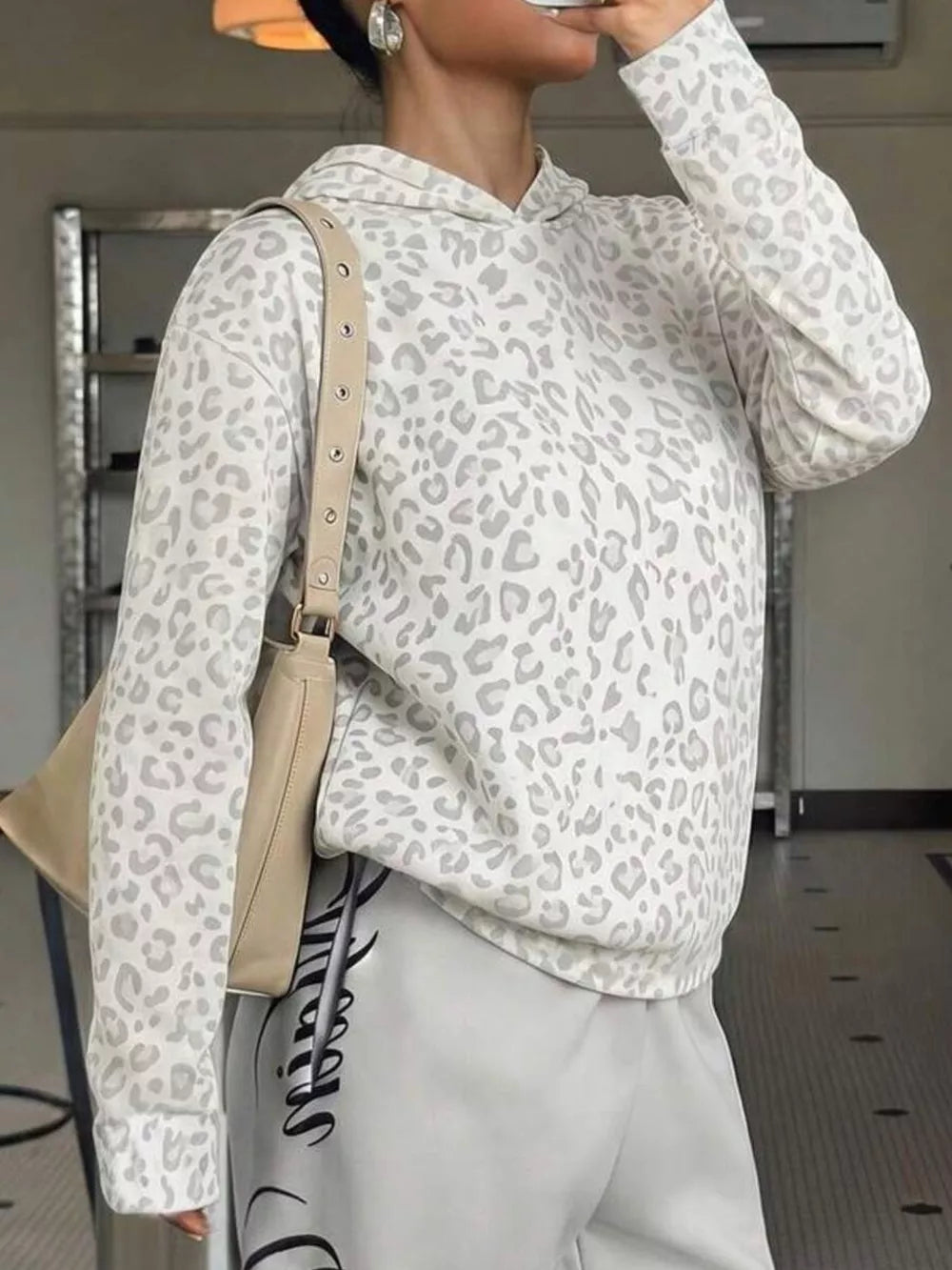 Gray pullover hoodie with hip-length and pullover
