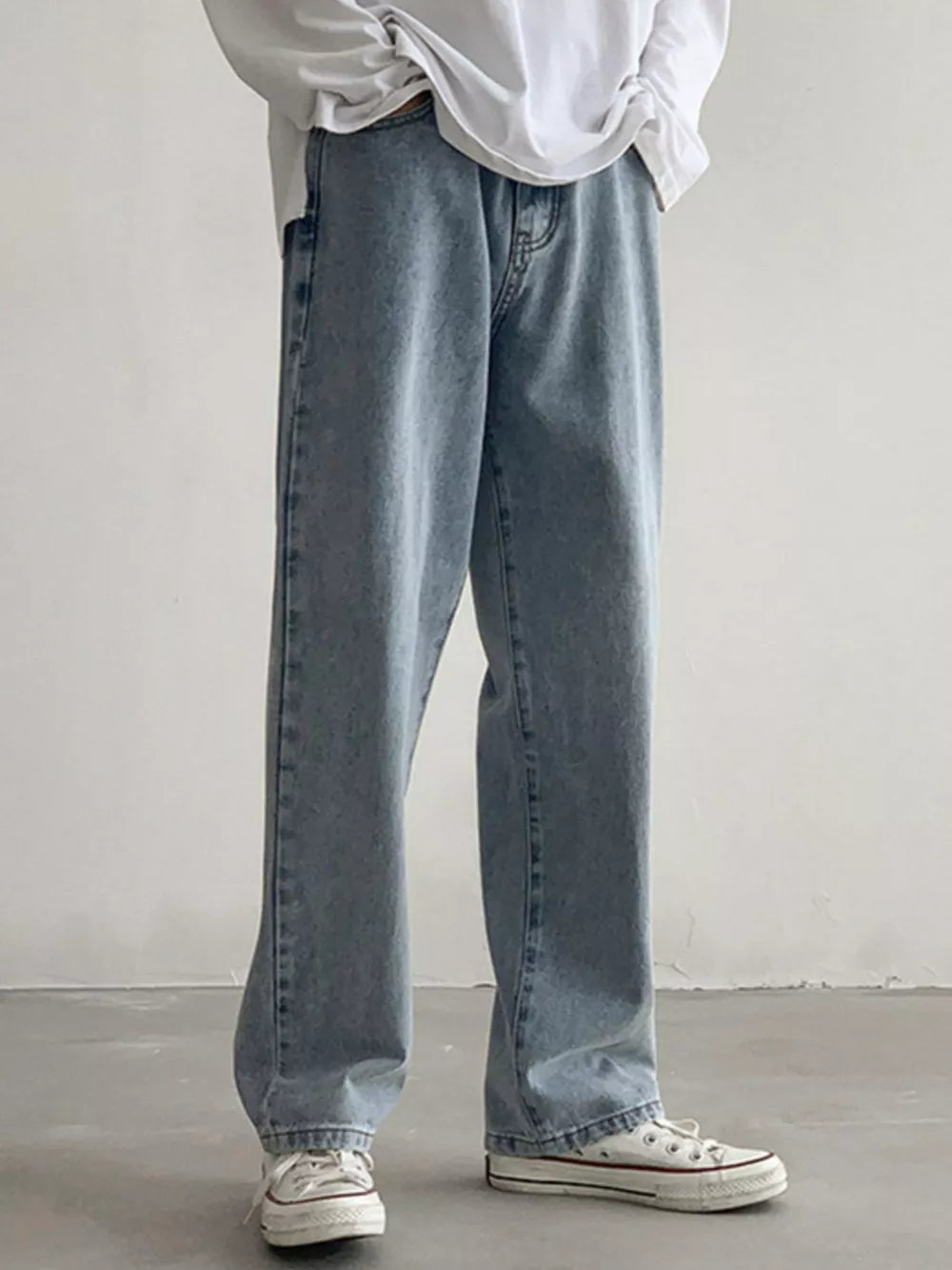 Black with Men's Loose Fit Jeans in Black