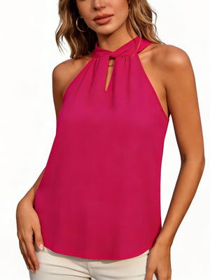 tank top in fuchsia featuring cutout and relaxed fit