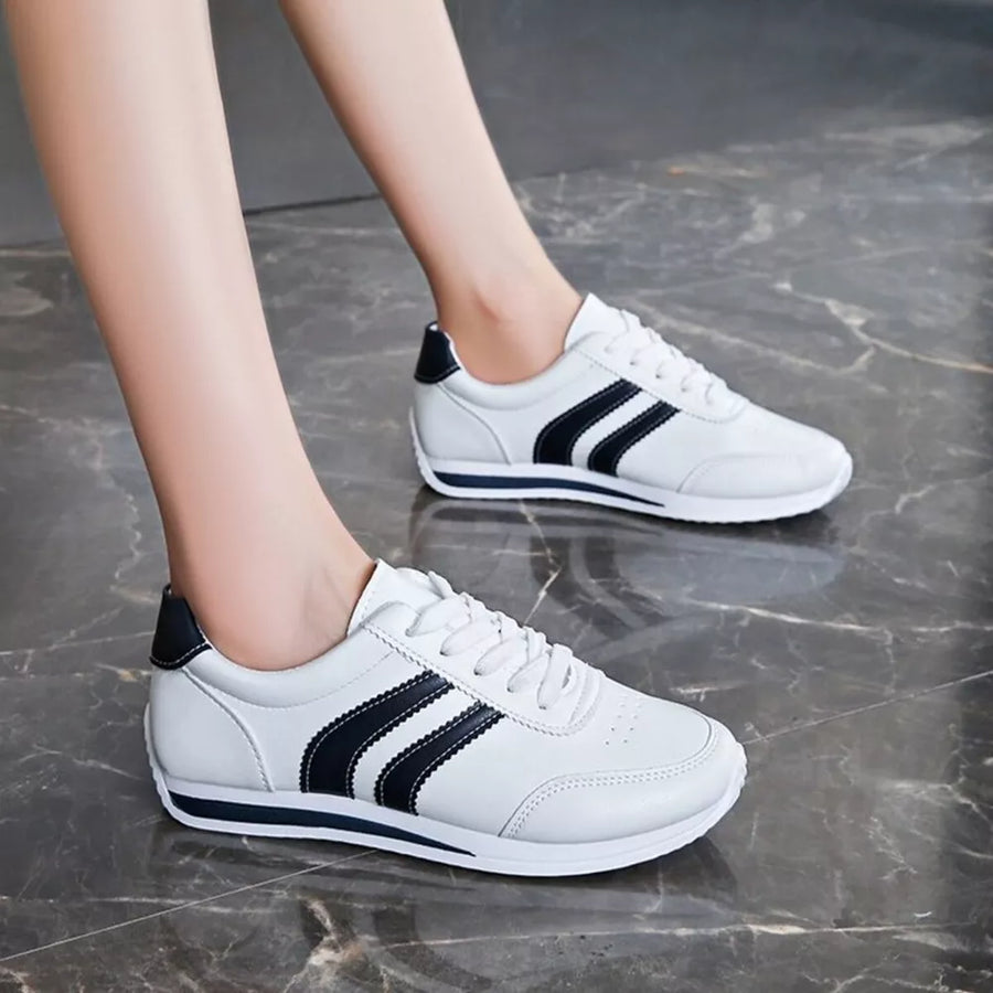 Wine Red Round Toe Lace Up Sneakers
