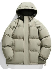 Oversized puffer jacket in Grass Green with a hood and full zip closure.