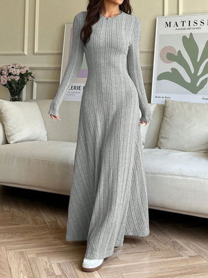 sweater dress in light gray featuring stretch and fitted fit