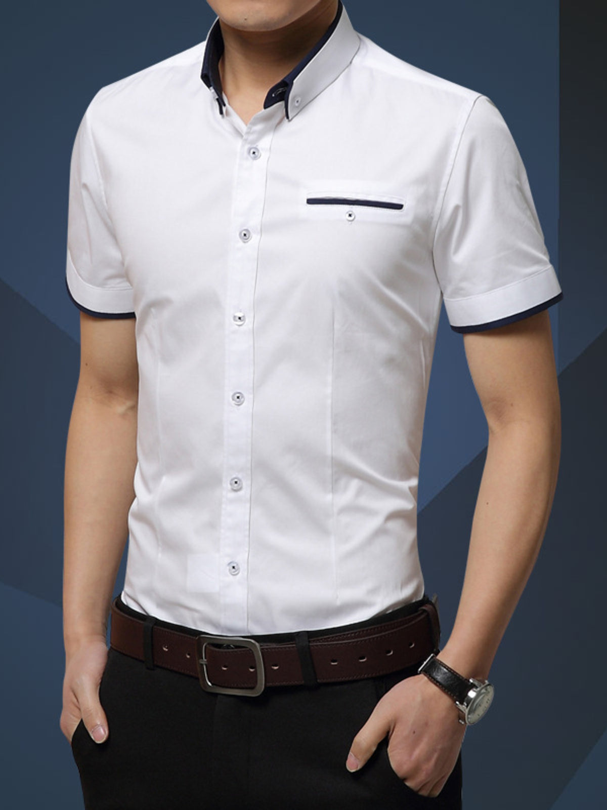classic button-up shirt in Royal Blue with collared