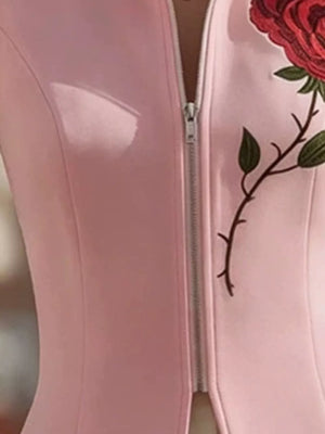 Rose Zip Up Sleeveless Shirt in Light Blue