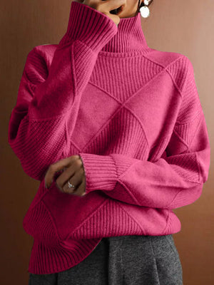 ivory turtleneck sweater with stretch and long sleeve