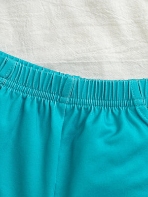 Children's turquoise shorts with elastic waistband detail