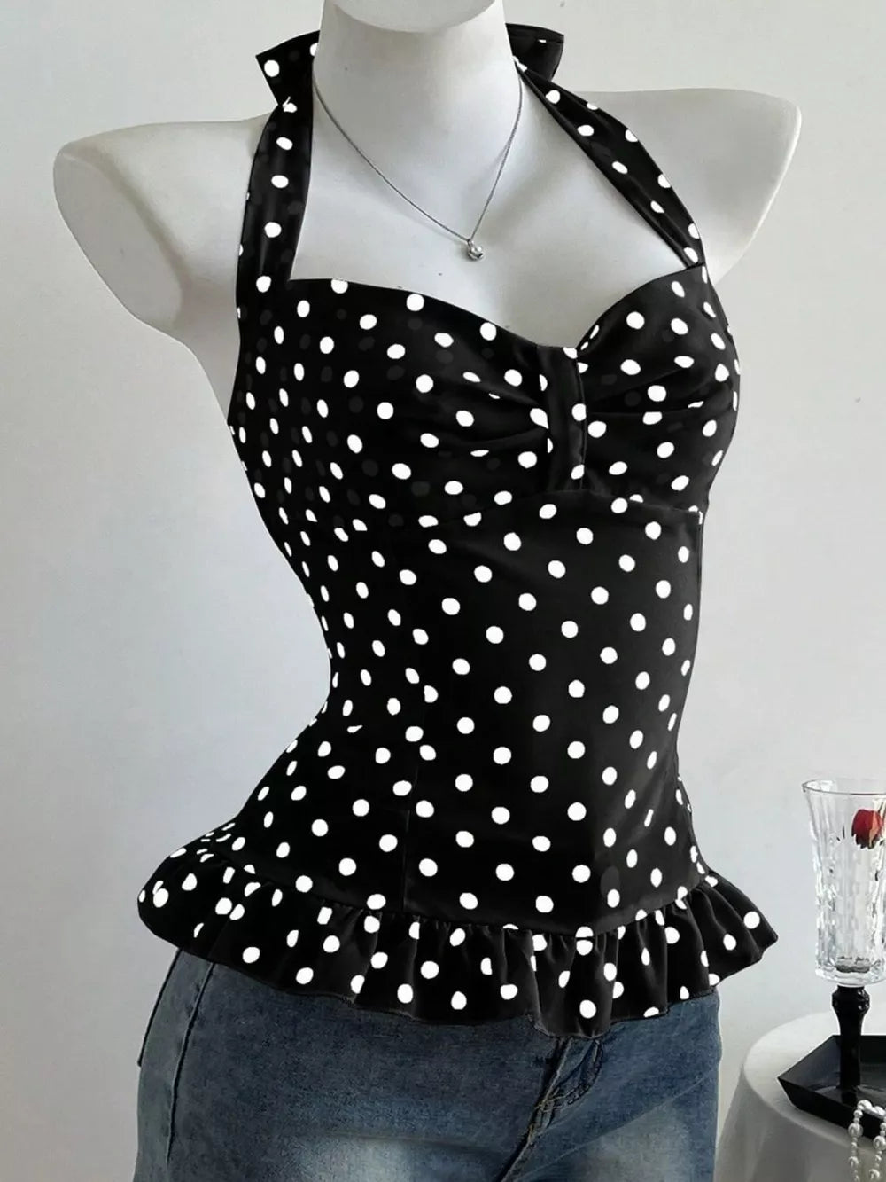 Black Vintage Ruched Top