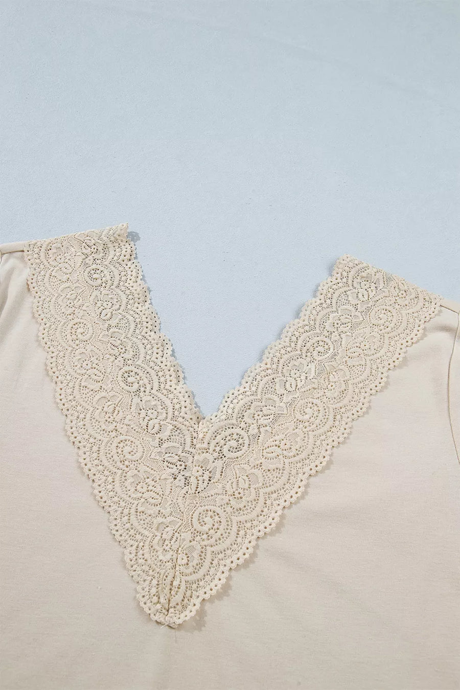 Lace Trim V Neck Long Sleeve Patchwork Shirt option 7
