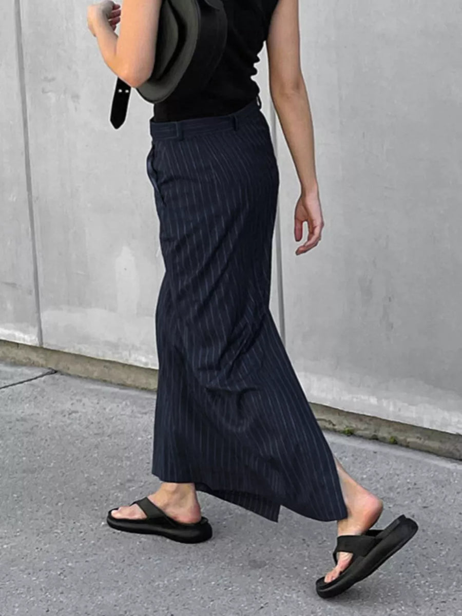 Stripes maxi skirt with maxi and side-zip