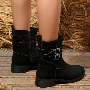 boots in brown with round toe and ankle-length