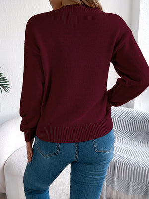 pullover sweater in Orange with openwork and hip-length