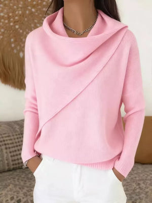 pullover sweater in Yellow with cowl neck and long sleeve