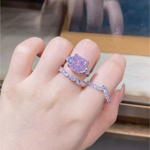 ring in lavender with geometric and zircon stones