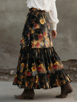 100% polyester Care instructions: Machine wash cold maxi skirt in rust red with flared silhouette