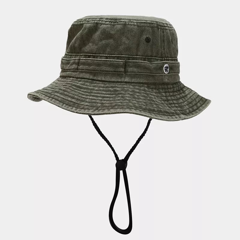 Wide Brim Bucket Hat in Army Green with wide brim