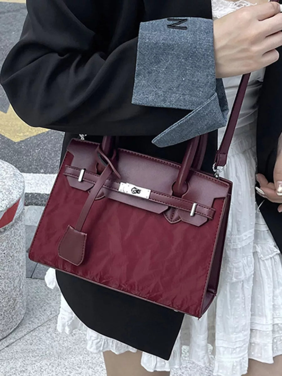 Textured Leather Top-handle Handbag option 7