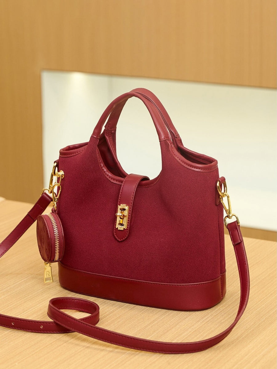 burgundy with crossbody bag with detachable coin pouch