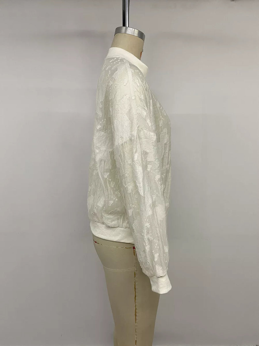 bomber jacket in Apricot with zipper and waist-length