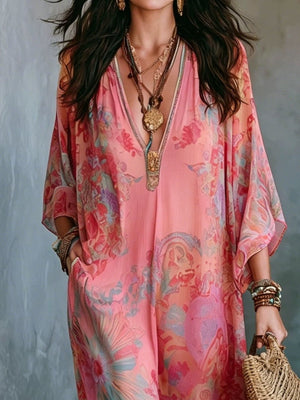 yellow maxi dress with plus-size and long sleeve