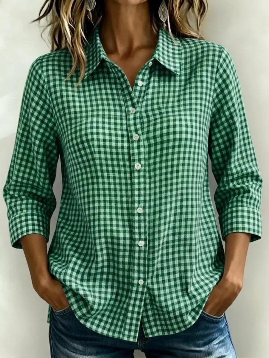 Red Full Size Plaid Collared Button Up Shirt